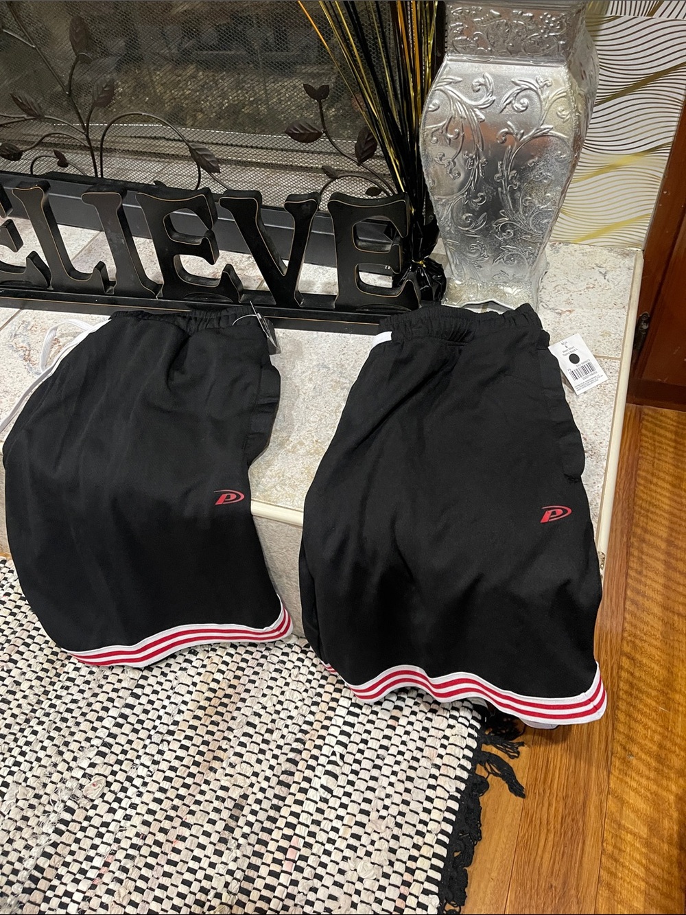 Pro Player Black Mesh Athletic Shorts with Taping